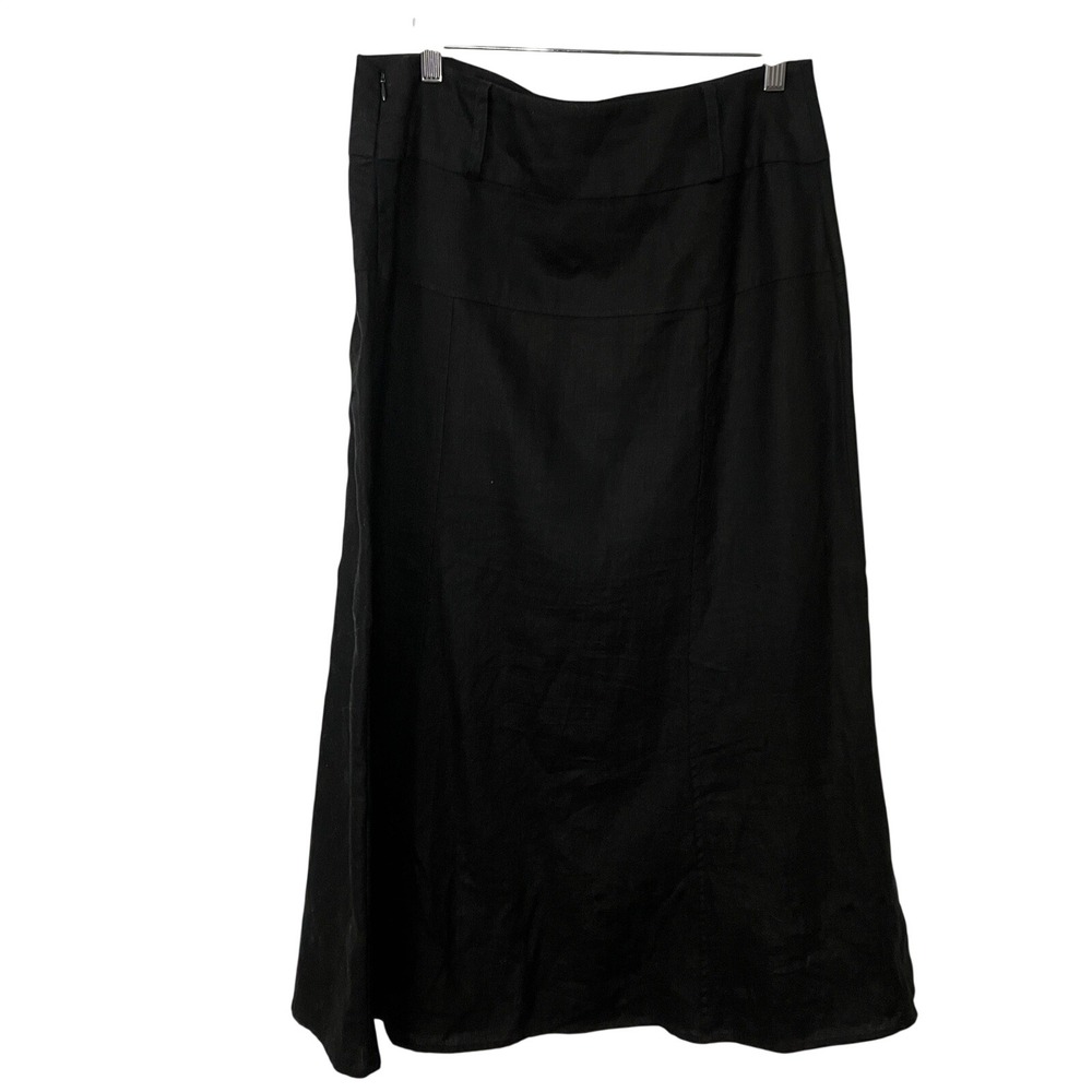 Y2K For Cynthia Linen Midi Skirt Womens Black Flared Whimsigoth Witchy